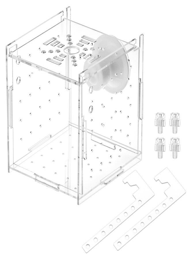 QWORK Acrylic Fish Breeding Isolation Box - Transparent Aquarium Incubator for Small Fishes Shrimp Clownfish Guppy, 3.9-inch - Image 1